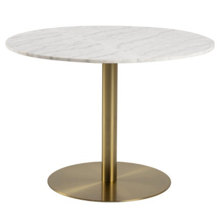 ACT NORDIC Corby rund spisebord - hvid marmor og messing metal (Ø105)