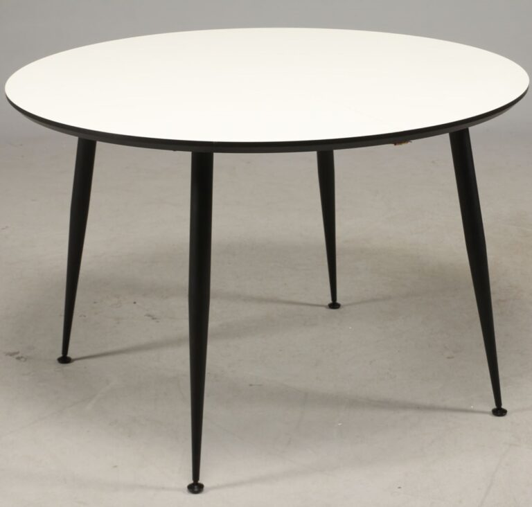 FURBO rund spisebord - hvid laminat og sort metal (Ø110)