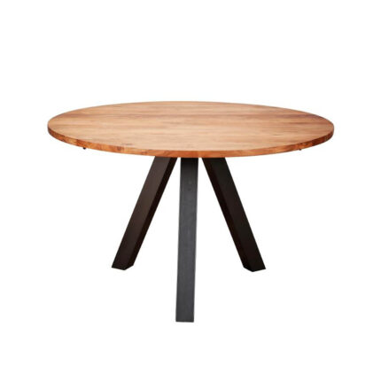 FURBO rund spisebord - natur akacietræ og sort metal (Ø120)