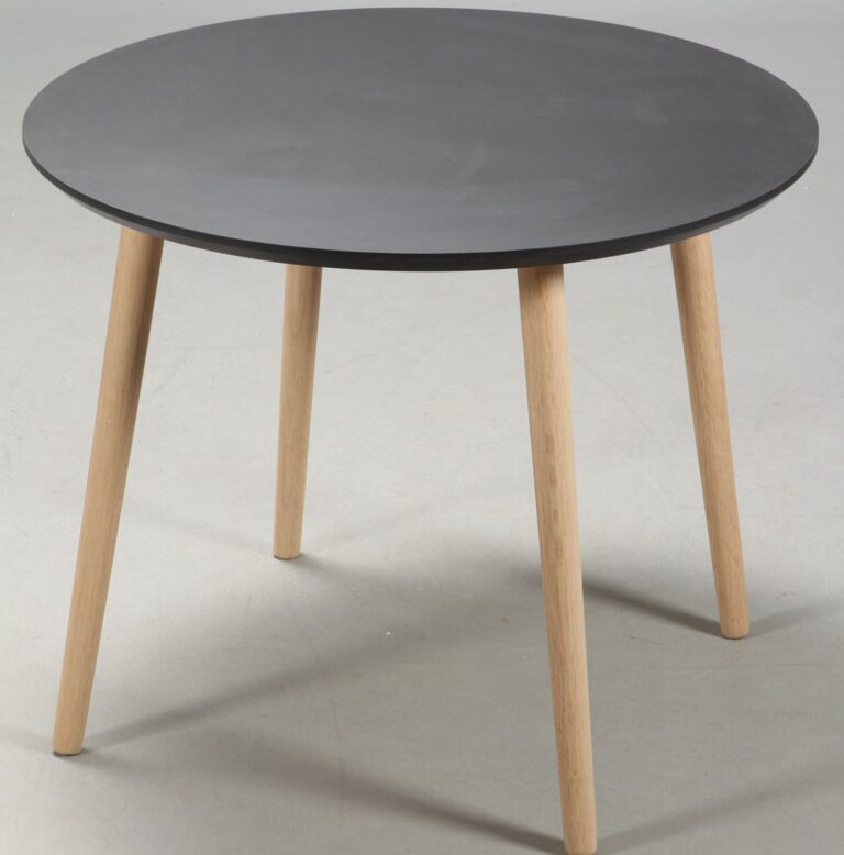 FURBO rund spisebord - sort linoleum og natur eg (Ø110)