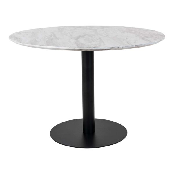 HOUSE NORDIC Bolzano spisebord - MDF med marmor look og sort stål (Ø110)