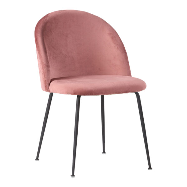 HOUSE NORDIC Geneve spisebordsstol - rosa/sort velour/stål