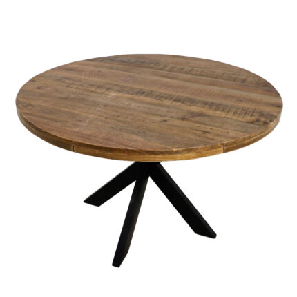 HSM COLLECTION Melbourne spisebord, rund - natur mangotræ og sort jern (Ø130)