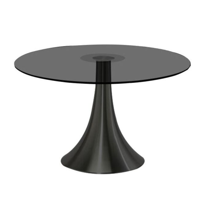 KARE DESIGN Grande Possibilita spisebord, rund - røgfarvet glas og sort aluminium (Ø110)