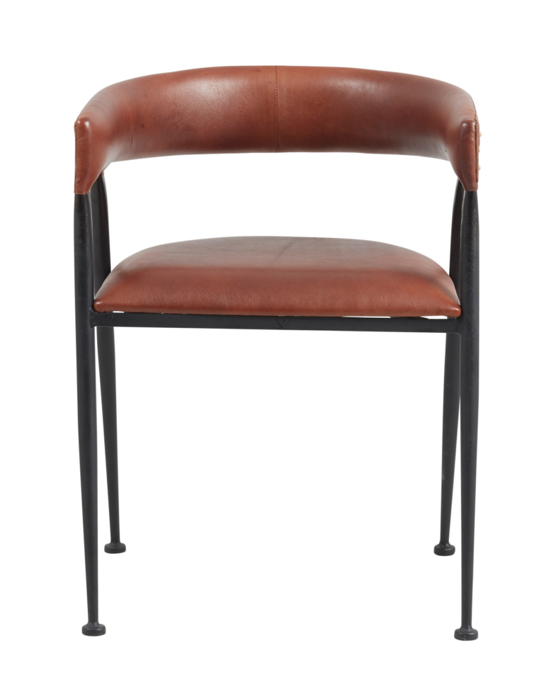 KILROY INDBO Melissa #7644 spisebordsstol, m. armlæn - mocca brun læder og jern
