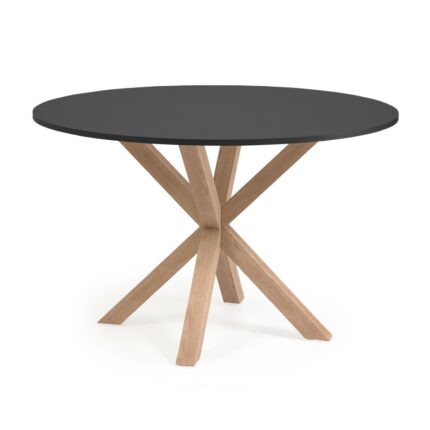 LAFORMA Fuld Argo spisebord, rund - sort træ og natur stål med træeffekt (Ø120)