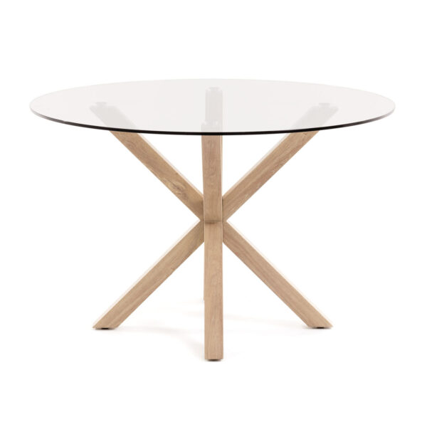 LAFORMA rund Arya spisebord - klar glas og natur stål (Ø119)