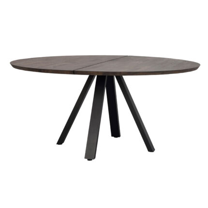 ROWICO Carradale spisebord, rund - brun eg og sort metal (Ø150)