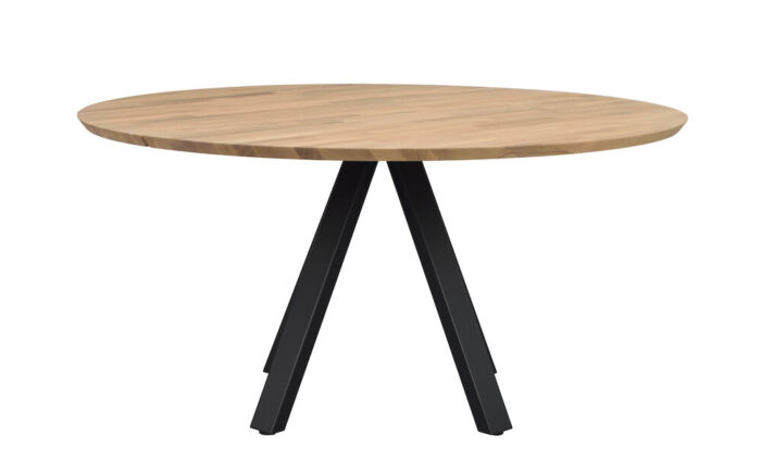 ROWICO Carradale spisebord, rund - natur eg og sort metal (Ø150)