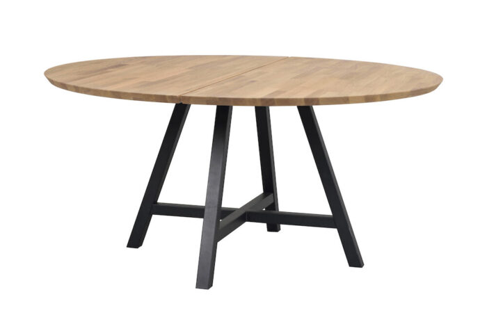 ROWICO Carradale spisebord, rund - natur eg og sort metal (Ø150)