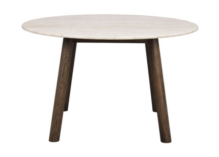 ROWICO Taransay spisebord, rund - beige travertin og brun eg (Ø125)