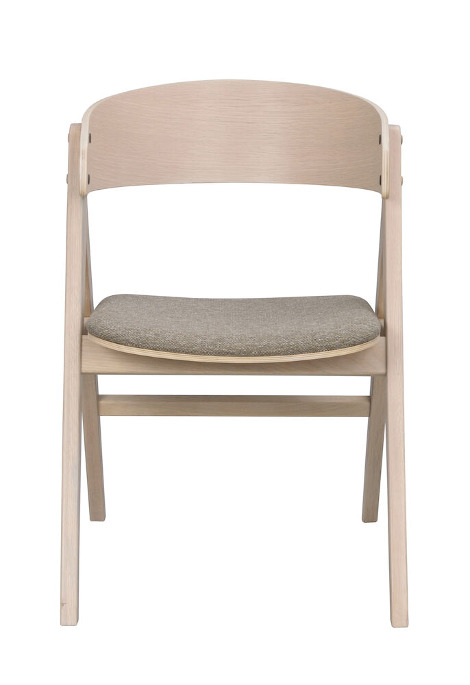 ROWICO Waterton spisebordsstol, m. armlæn - grå/brun stof og hvidvasket eg