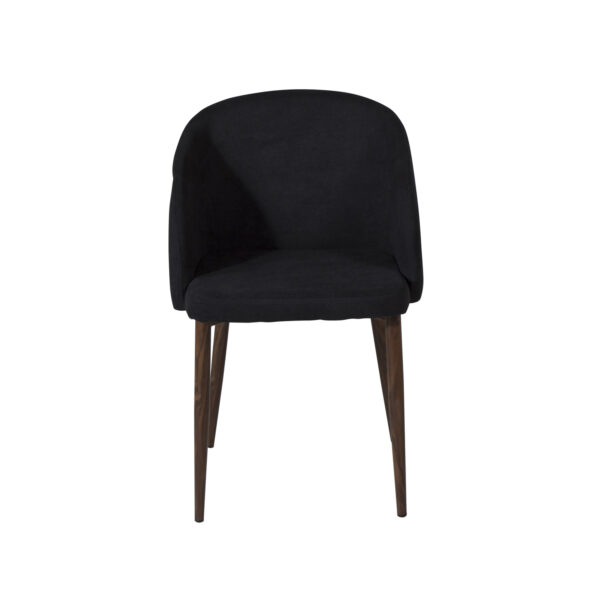 VENTURE DESIGN Arch spisebordsstol, m. armlæn - sort polyester og valnødfolie metal
