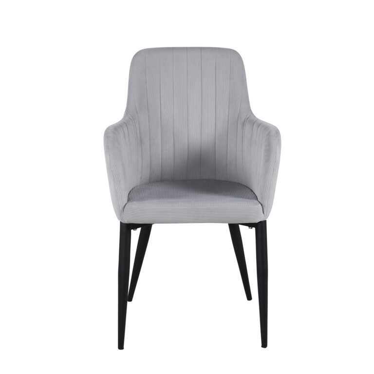 VENTURE DESIGN Comfort spisebordsstol, m. armlæn - grå fløjl og sort metal