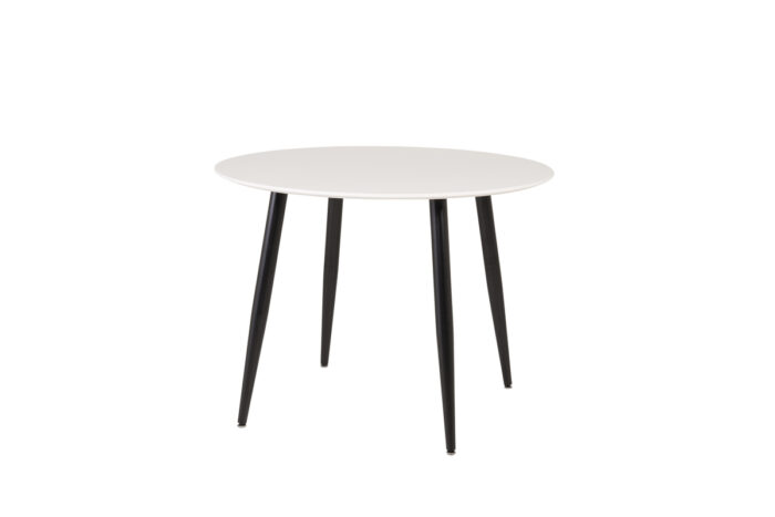 VENTURE DESIGN Plaza spisebord, rund - hvid MDF og sort stål (Ø100)
