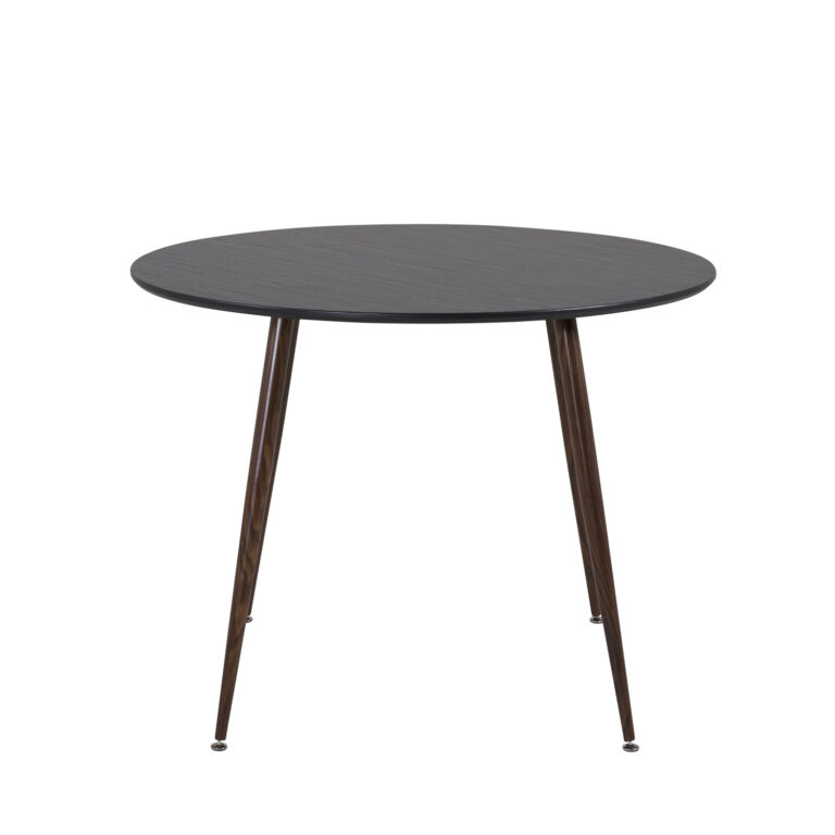 VENTURE DESIGN Plaza spisebord - sort MDF og valnøddefolie metal (Ø100)