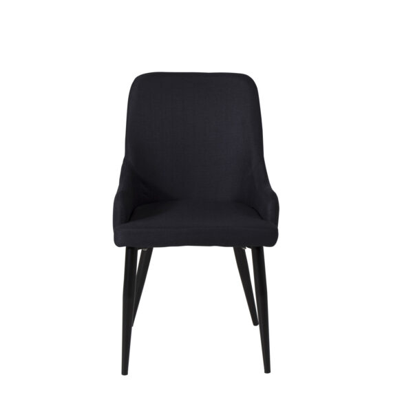VENTURE DESIGN Plaza spisebordsstol, m. armlæn - sort polyester og sort metal