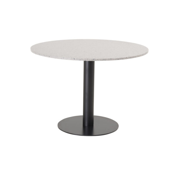 VENTURE DESIGN Razzia spisebord - grå terrazzo og sort metal (Ø106)