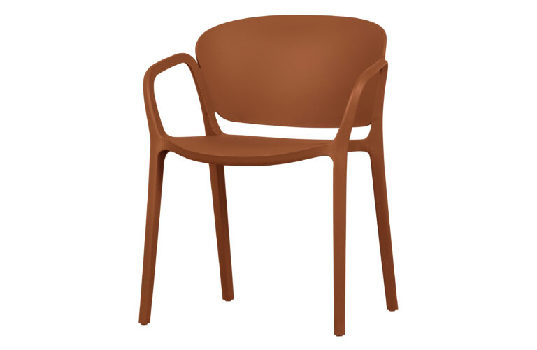WOOOD Bent spisebordsstol, m. armlæn, stabelbar - terracotta plastik