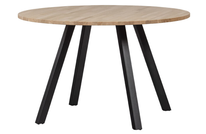 WOOOD Tablo spisebord, rund - natur eg og sort stål (Ø120)