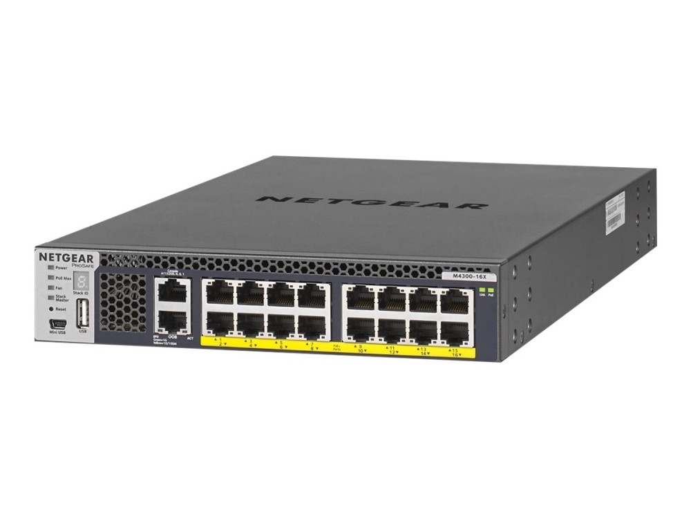 M4300 16x   Switch   L3   Administreret   16 X 100 1000 2.5g 5g 10gbase T (poe+)   Monterbar På Stativ   Poe+ (199 W) fra Netgear