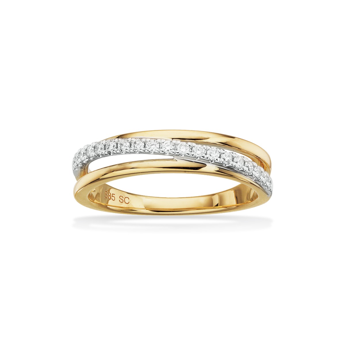 14 Karat Guld Ring med Hvidguld og Brillanter fra Scrouples