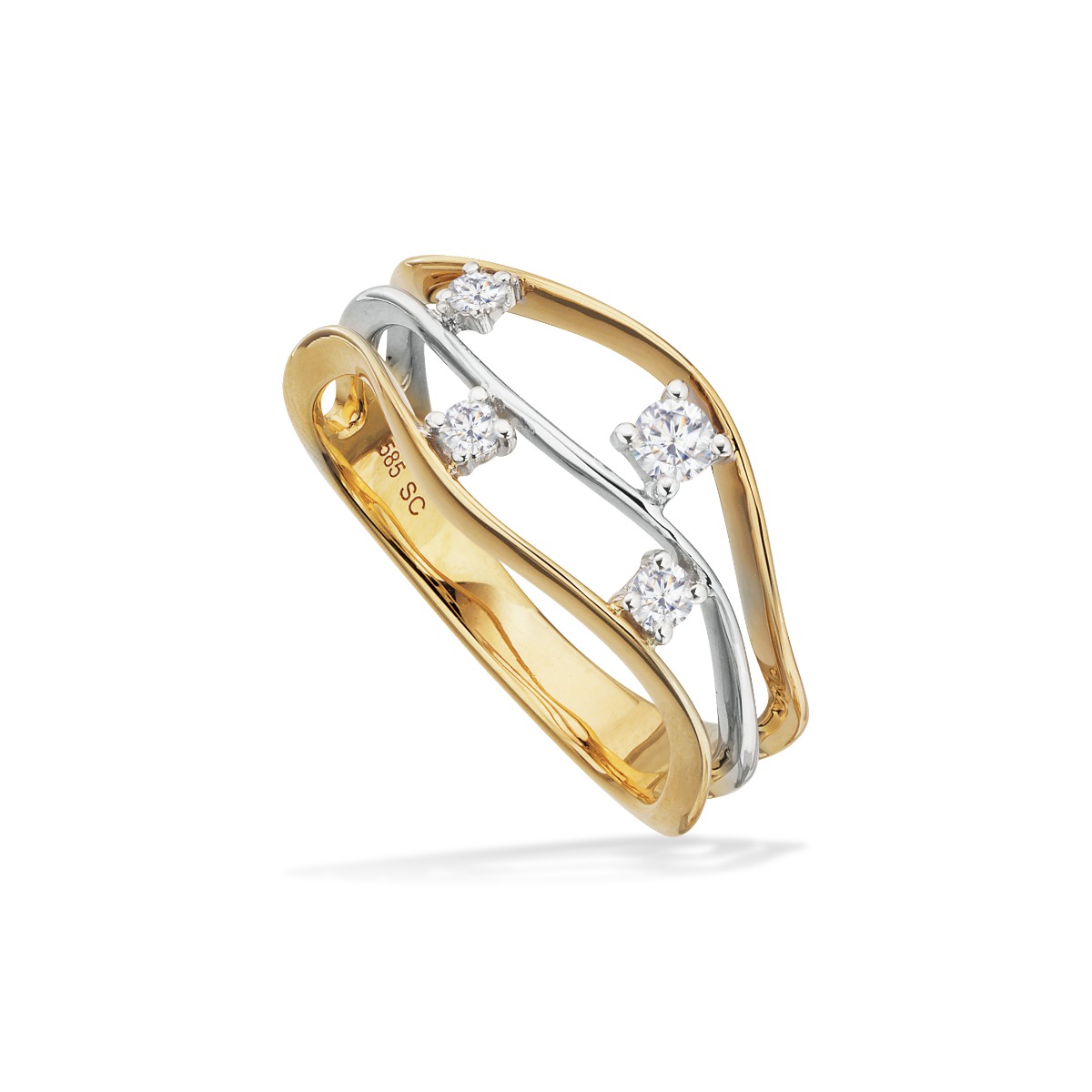 14 Karat Guld Ring med Hvidguld og Brillanter fra Scrouples