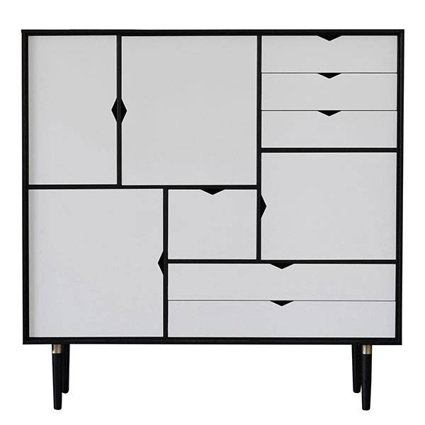 Andersen Furniture S3 Reol med Hvide Fronter - Sort Lakeret
