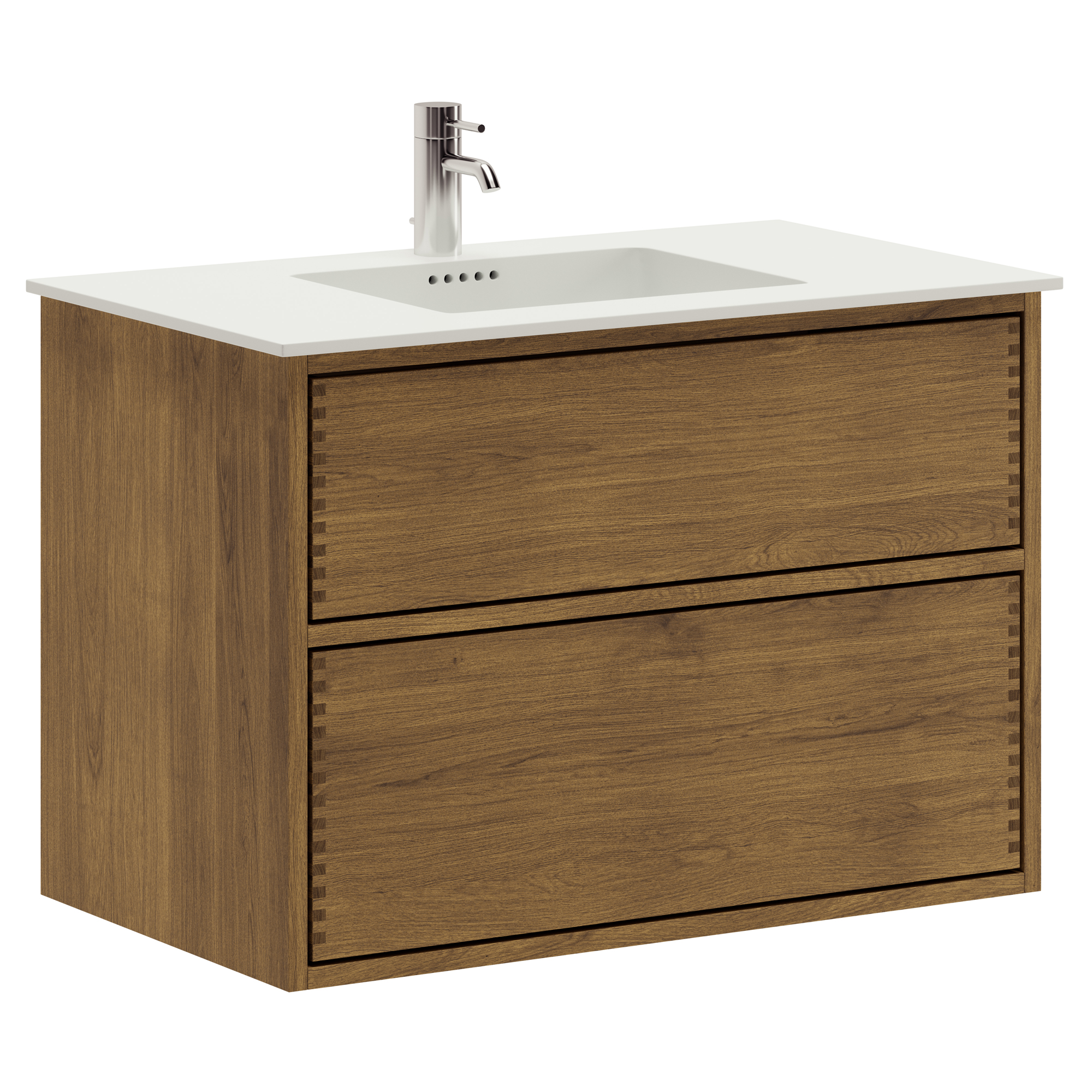 100   Mørkolieret Just Wood Push Badmøbel Med   Skuffer   Solid Surface Bordplade