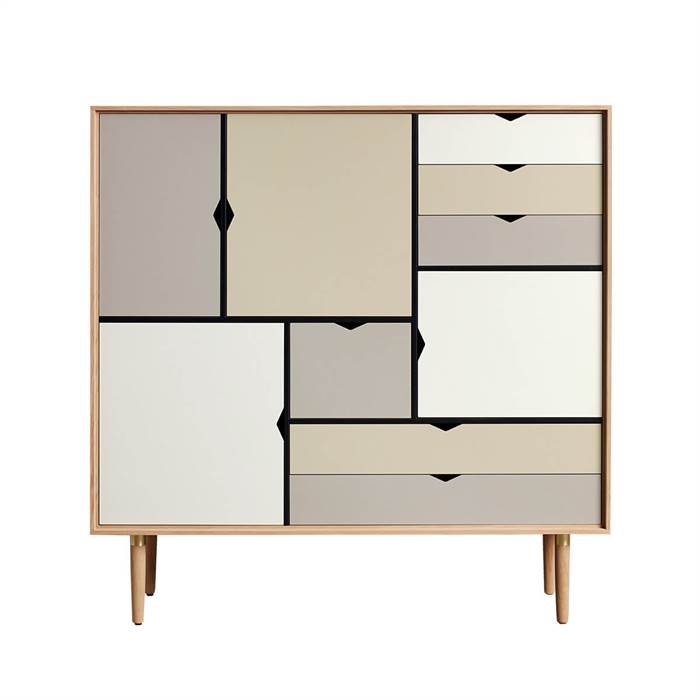 Andersen Furniture S3 Reol med Farvede Fronter - Eg Sæbe