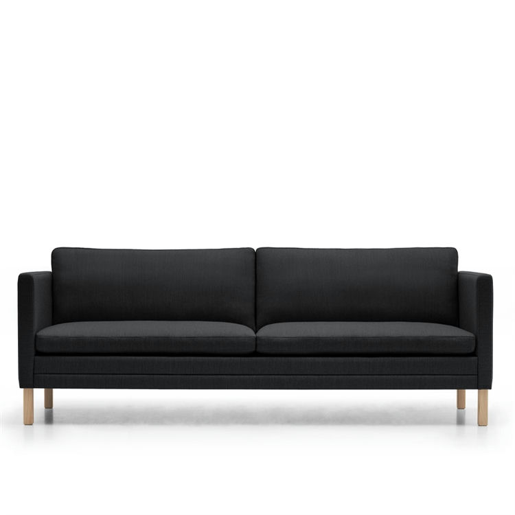 MH2614 Sofa i Sort Tekstil med Sæbebehandlet Bøg