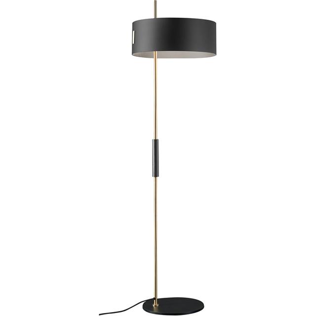 Oluce 1953 Gulvlampe i Sort Satin med Guldfinish