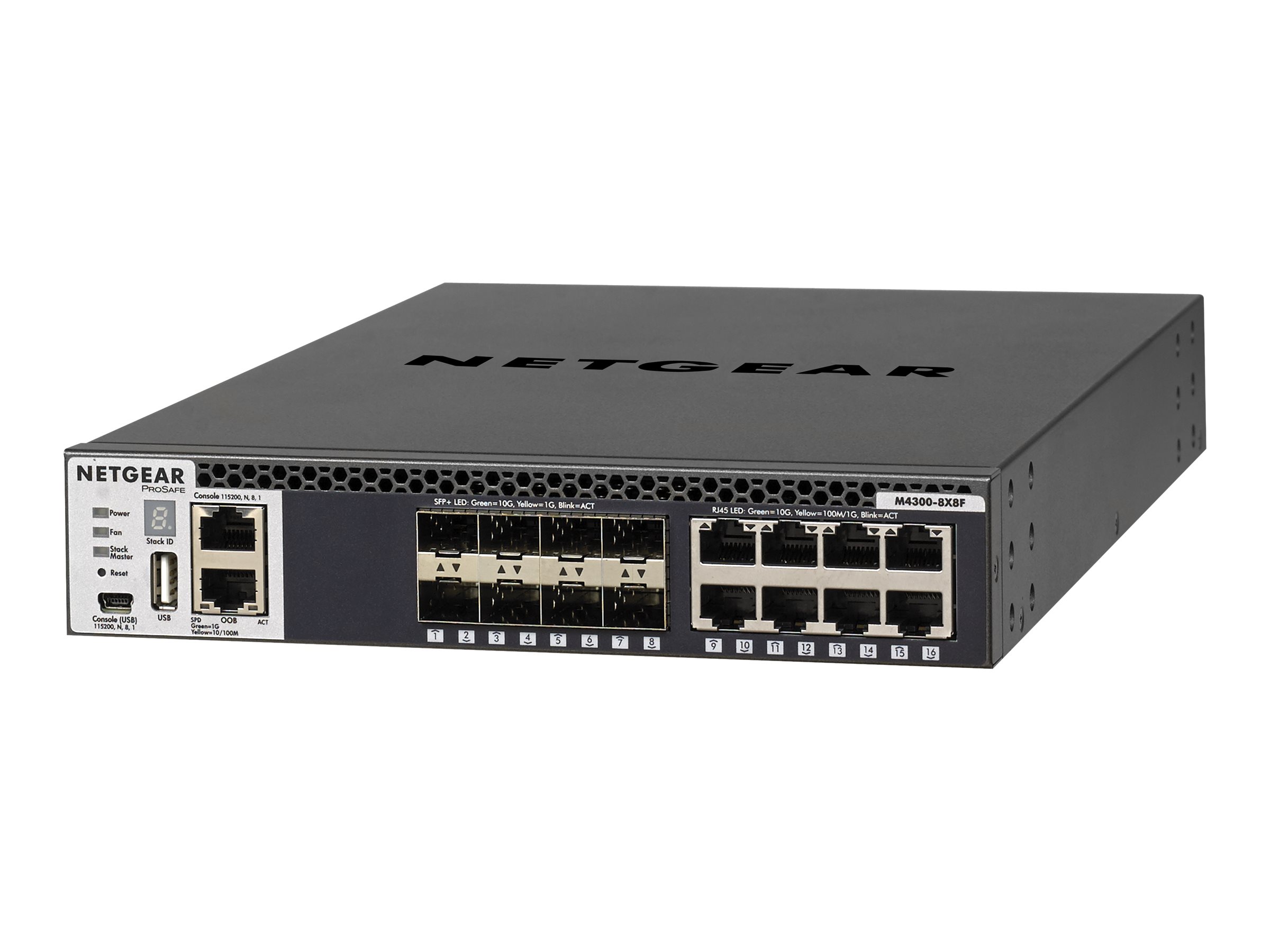 M4300 8x8f   Switch   L3   Administreret   8 X 10 100 1000 10000 + 8 X 10 Gigabit Sfp+   Front Til Ryg Luftstrøm   Monterbar På Stativ fra Netgear