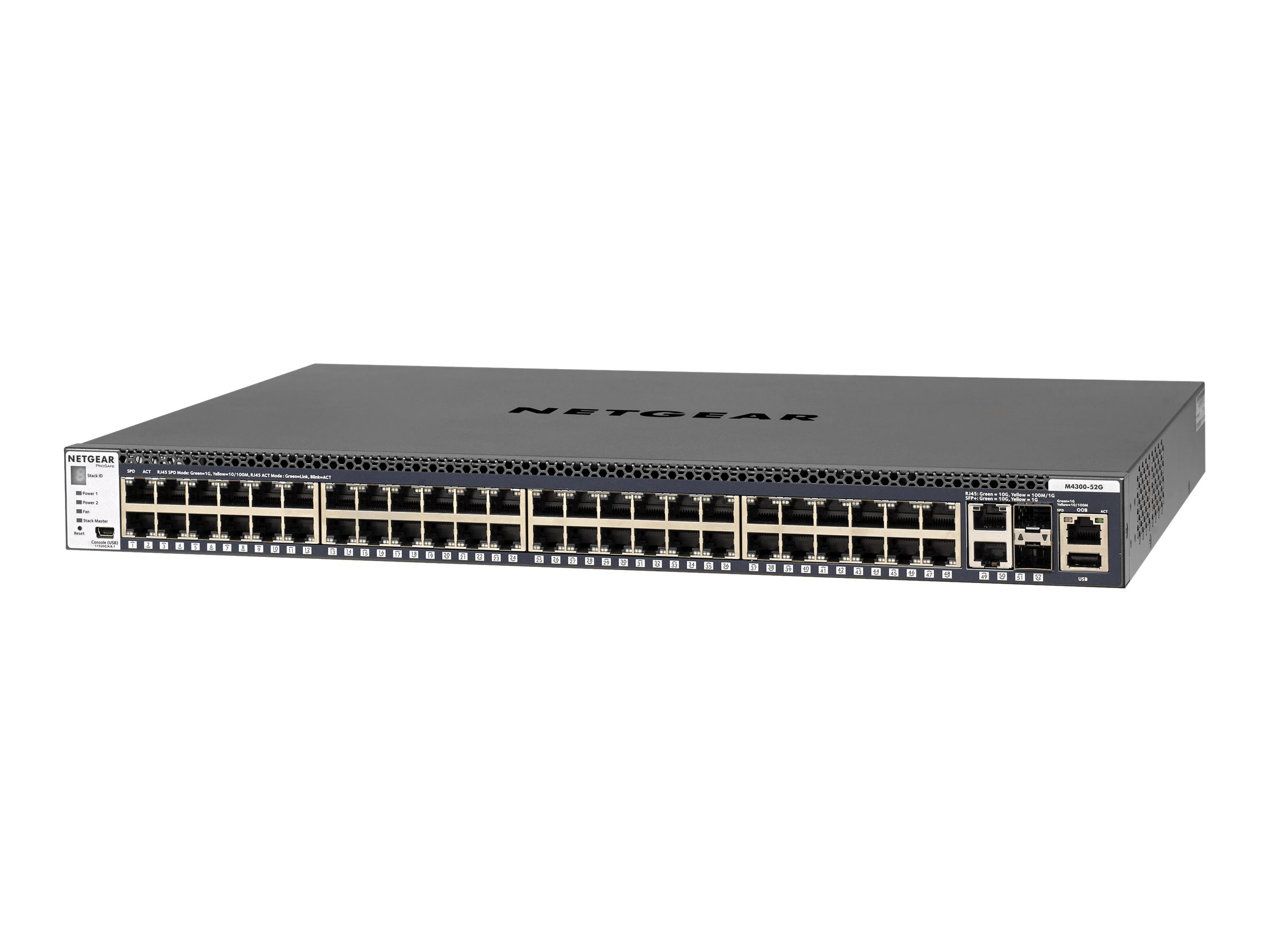 M4300 52g   Switch   L3   Administreret   2 X 10 100 1000 10000 + 2 X 10 Gigabit Sfp+ + 48 X 10 100 1000   Front Til Ryg Luftstrøm   Monterba fra Netgear