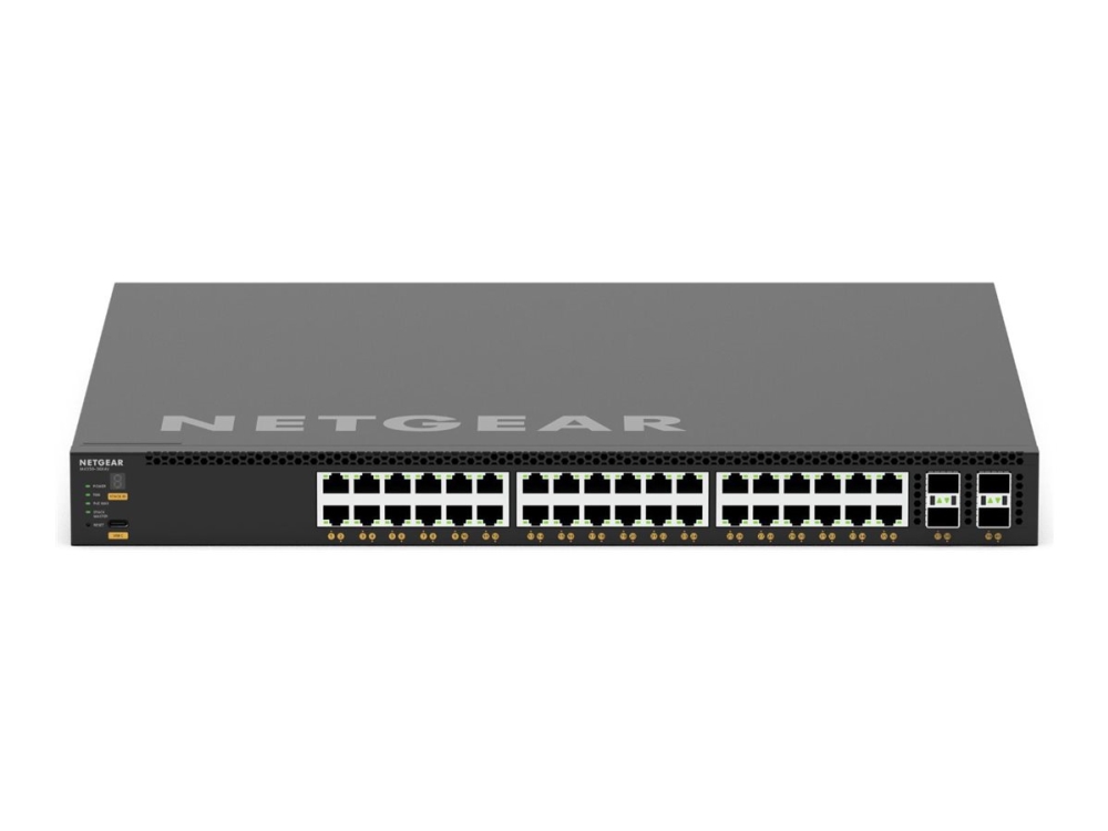Av Line M4350 36x4v   Switch   L3   Administreret   36 X 100 1000 2.5g 5g 10gbase T (poe++) + 4 X 1 10 25 Gigabit Sfp28   Front Til Ryg Lufts fra Netgear