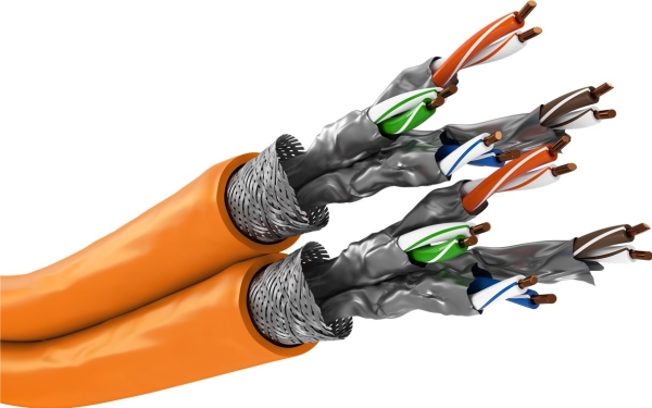Cat 7a Duplex Netværkskabel, S Ftp (pimf), Orange   Kabellængde 500 M fra Goobay