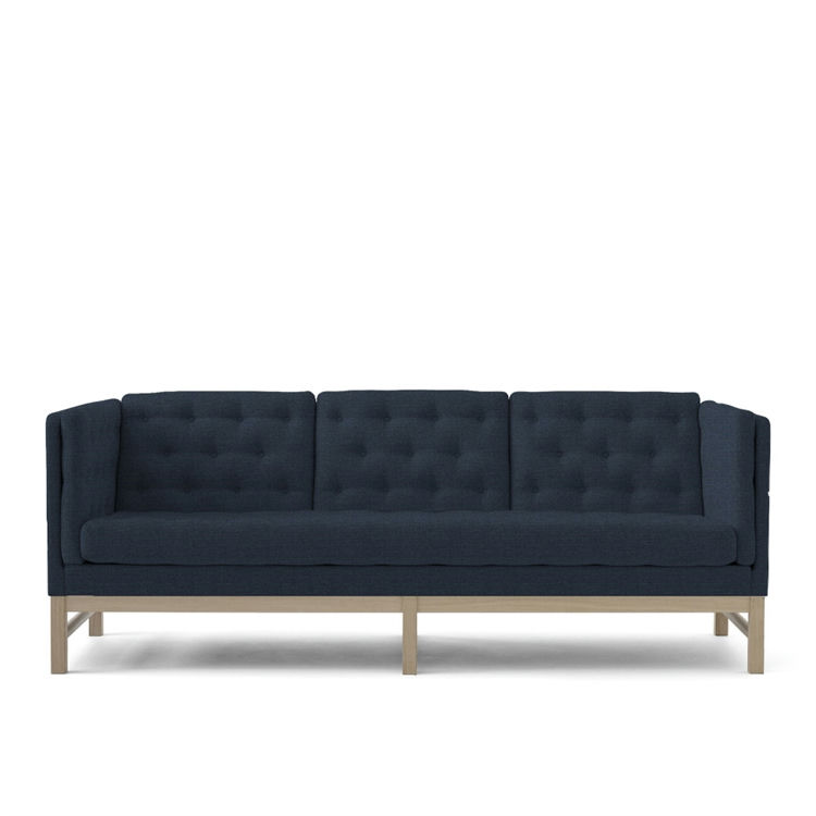 Ej315-3 Sofa i Sæbebehandlet Eg og Mørkeblå Tekstil
