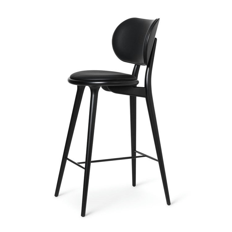 Barstol Med Ryglæn Black Stain Beech Black Leather H74 Cm fra Mater
