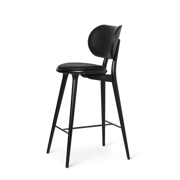 Barstol Med Ryglæn Black Stain Beech Black Leather H69 Cm fra Mater