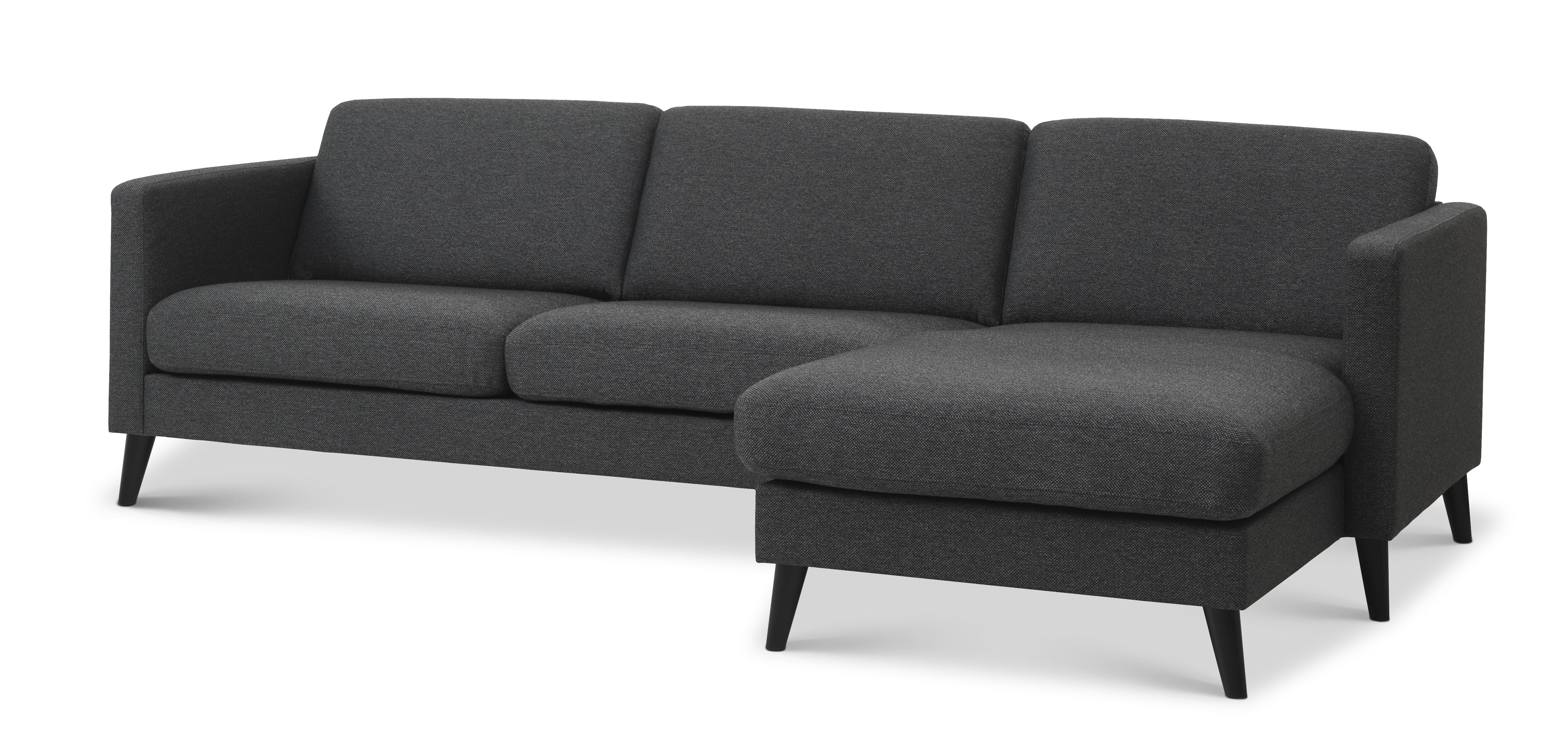 Ask Sæt 51 3d Sofa, M. Chaiselong   Antracitgrå Polyester Stof Og Sort Træ fra Lexpo Living