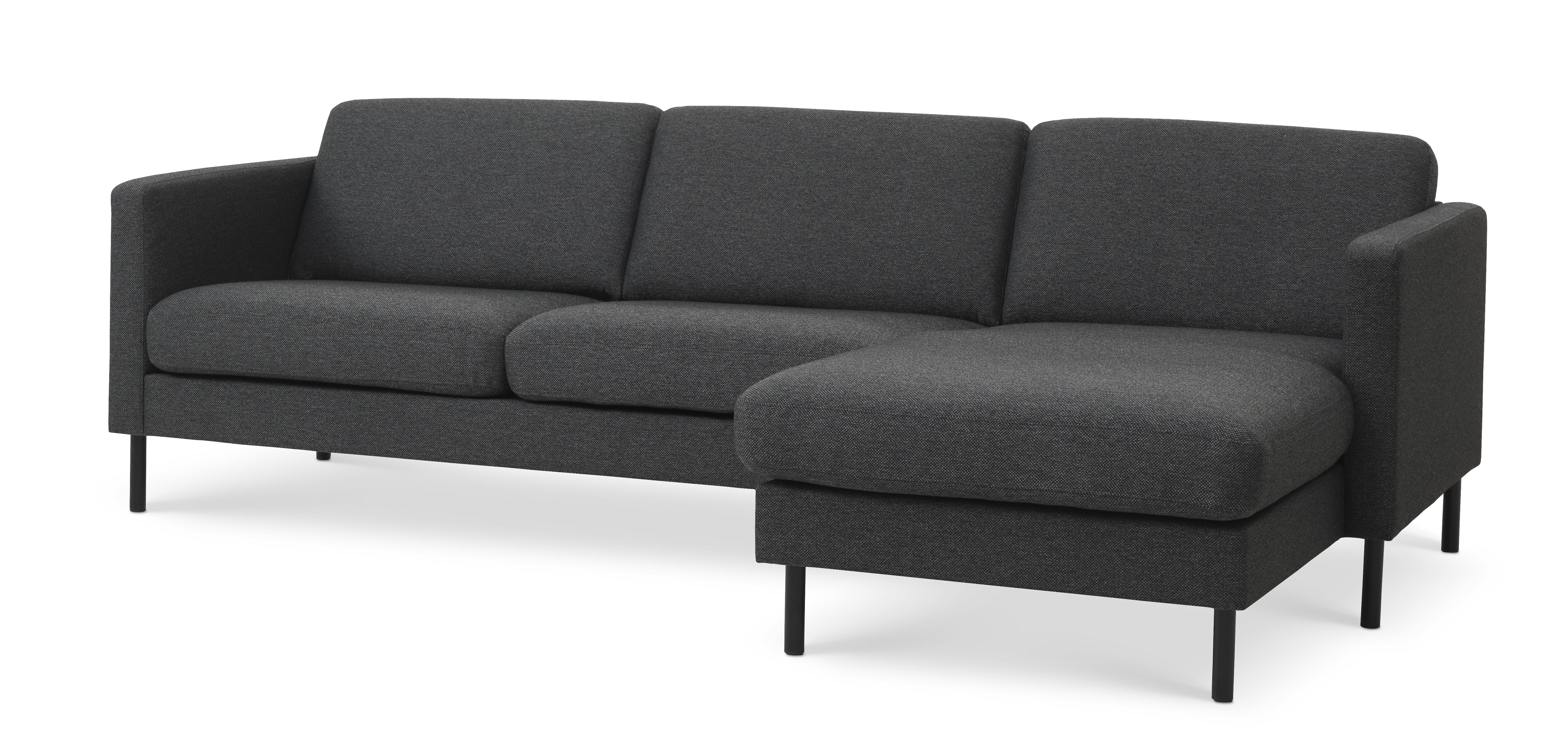 Ask Sæt 51 3d Sofa, M. Chaiselong   Antracitgrå Polyester Stof Og Sort Metal fra Lexpo Living