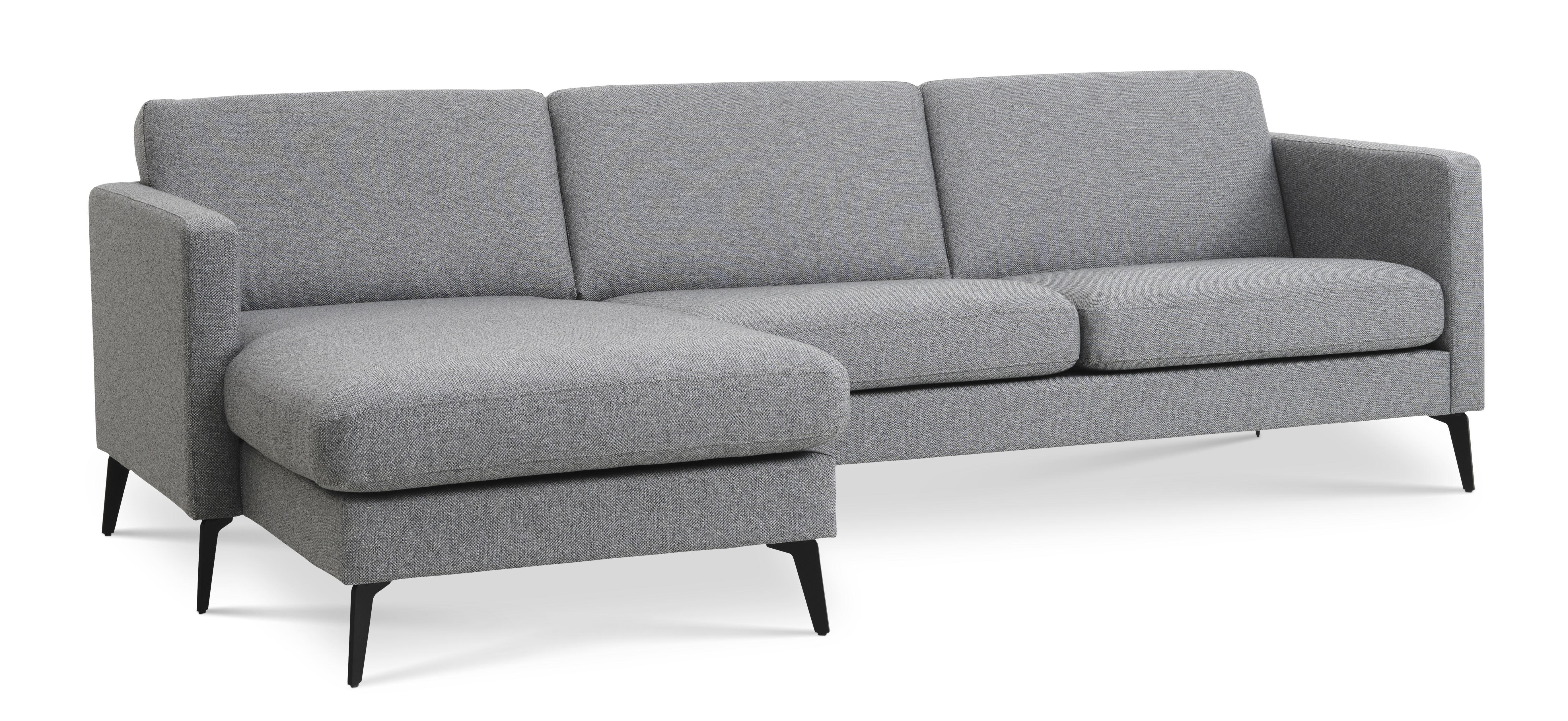 Ask Sæt 51 3d Sofa, M. Chaiselong   Lys Granitgrå Polyester Stof Og Eiffel Ben fra Lexpo Living