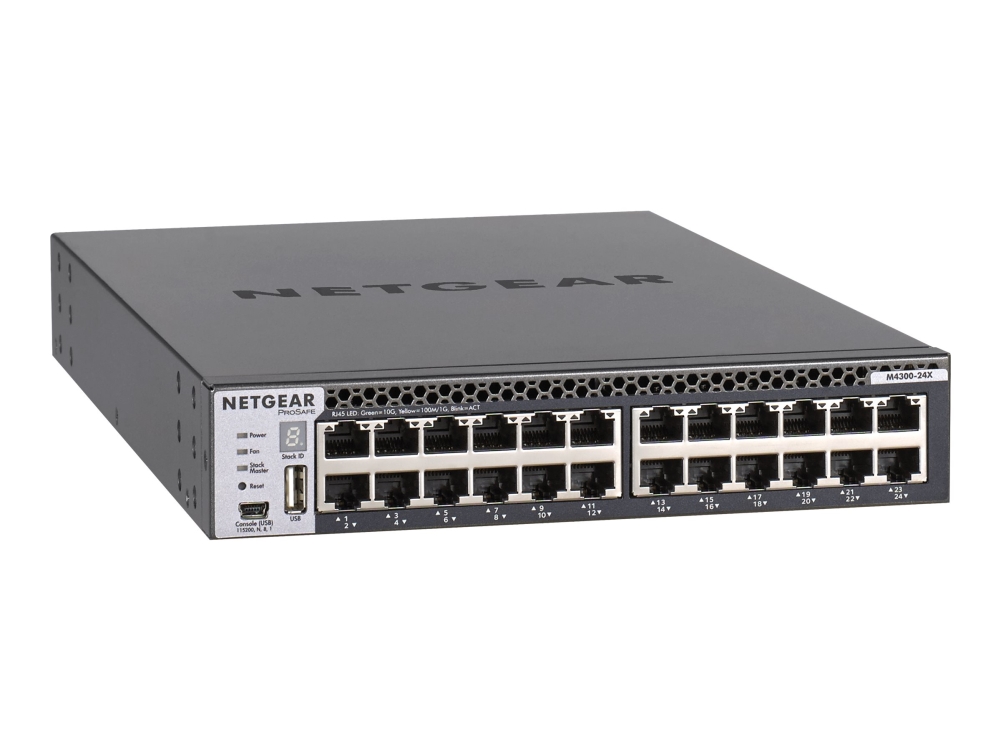 M4300 24x   Switch   L3   Administreret   24 X 10 Gigabit Ethernet + 4 X Delt 10 Gigabit Sfp+   Front Til Ryg Luftstrøm   Monterbar På Stativ fra Netgear