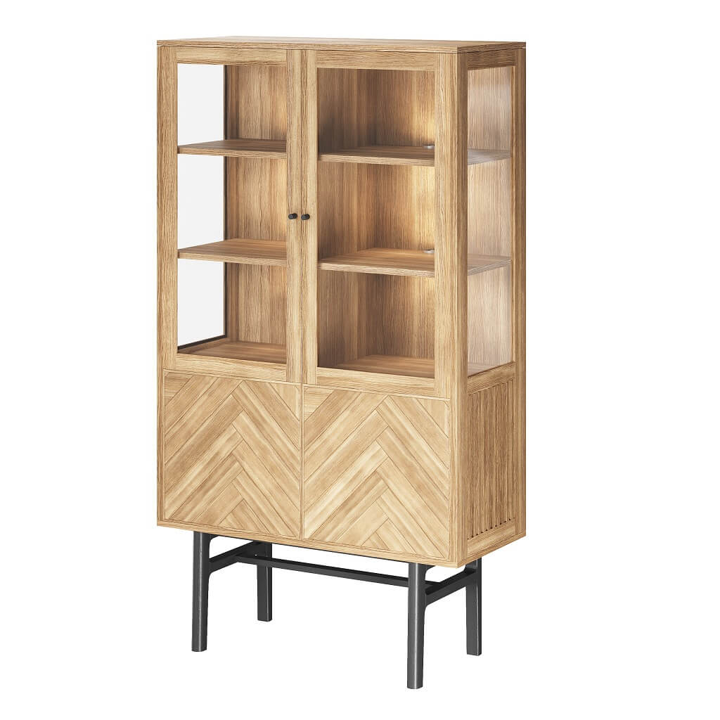 Casø 230 Vitrine   Sildebensmønster Olieret