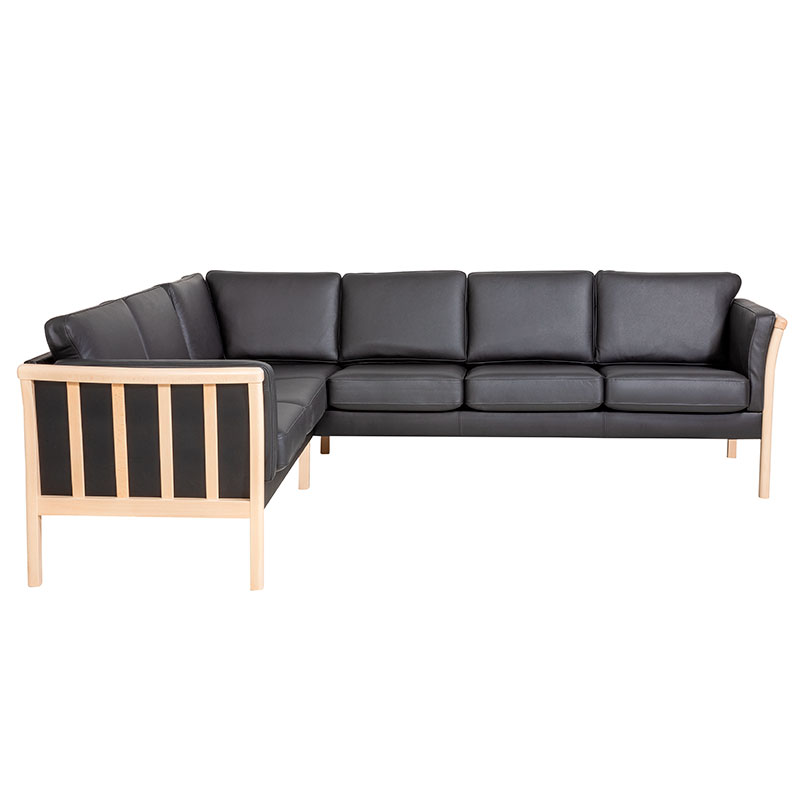 Denver Lux Hjørnesofa   Tremmegavle Stof Læder