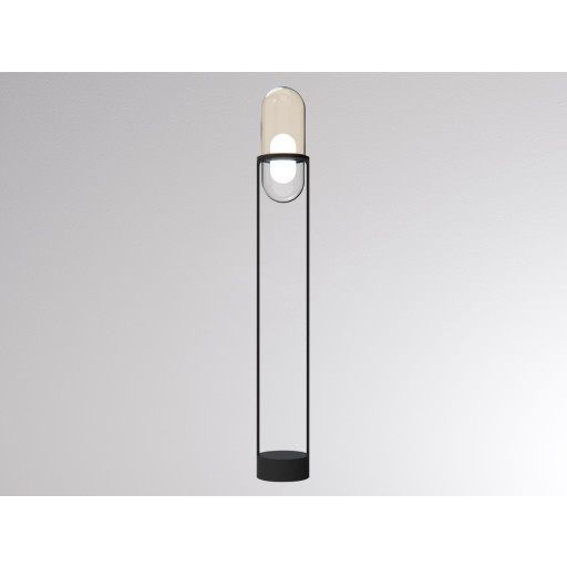 Pille F Gulvlampe Grå Glas Champagn Skærm 27w 2700k Push Dæmpbar fra Molto Luce