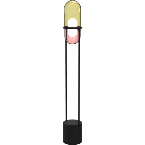 Pille F Gulvlampe Rose Glas Champag Skærm 27w 2700k Push Dæmpbar fra Molto Luce