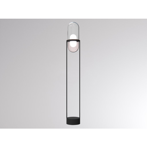 Pille F Gulvlampe Rose Glas Grå Skærm 27w 2700k Push Dæmpbar fra Molto Luce