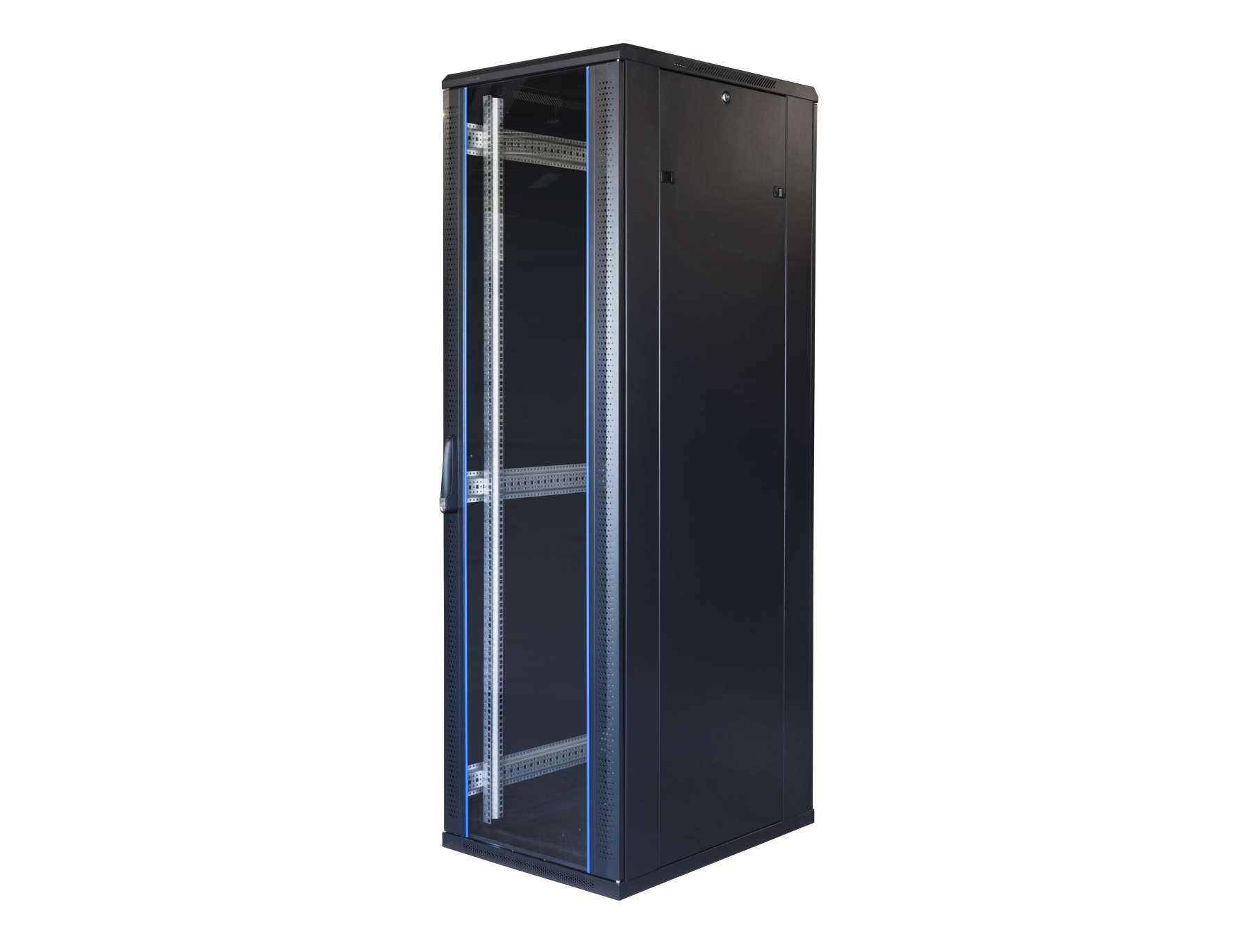19" Kommunikationsskab  , System G, 42u, 600x800, Glasdør, Bageste Metaldør, Op Til 800 Kg, Sort   19 G6842gm fra Toten