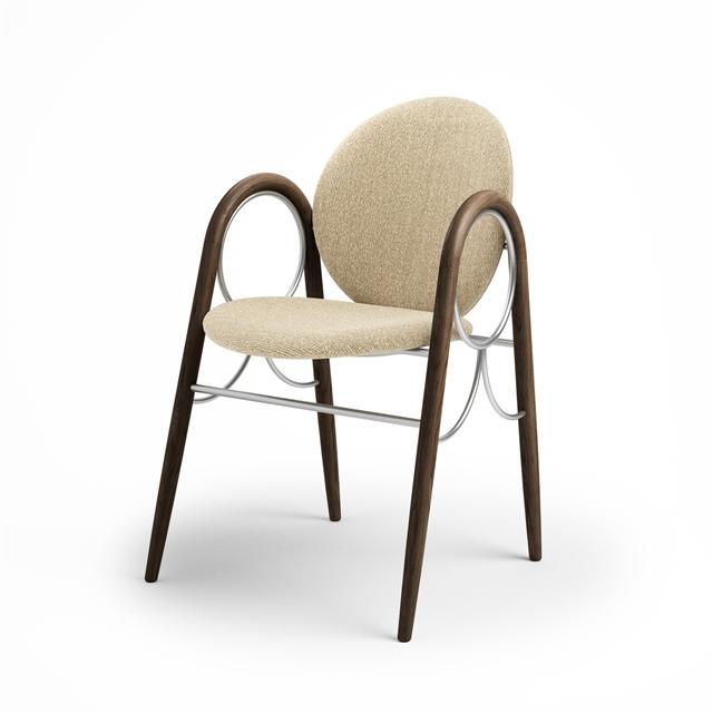 Brdr  Krüger Arkade Spisebordsstol Stel   Krom Metal   Røget Egetræ Med Polstring   Cream 0019